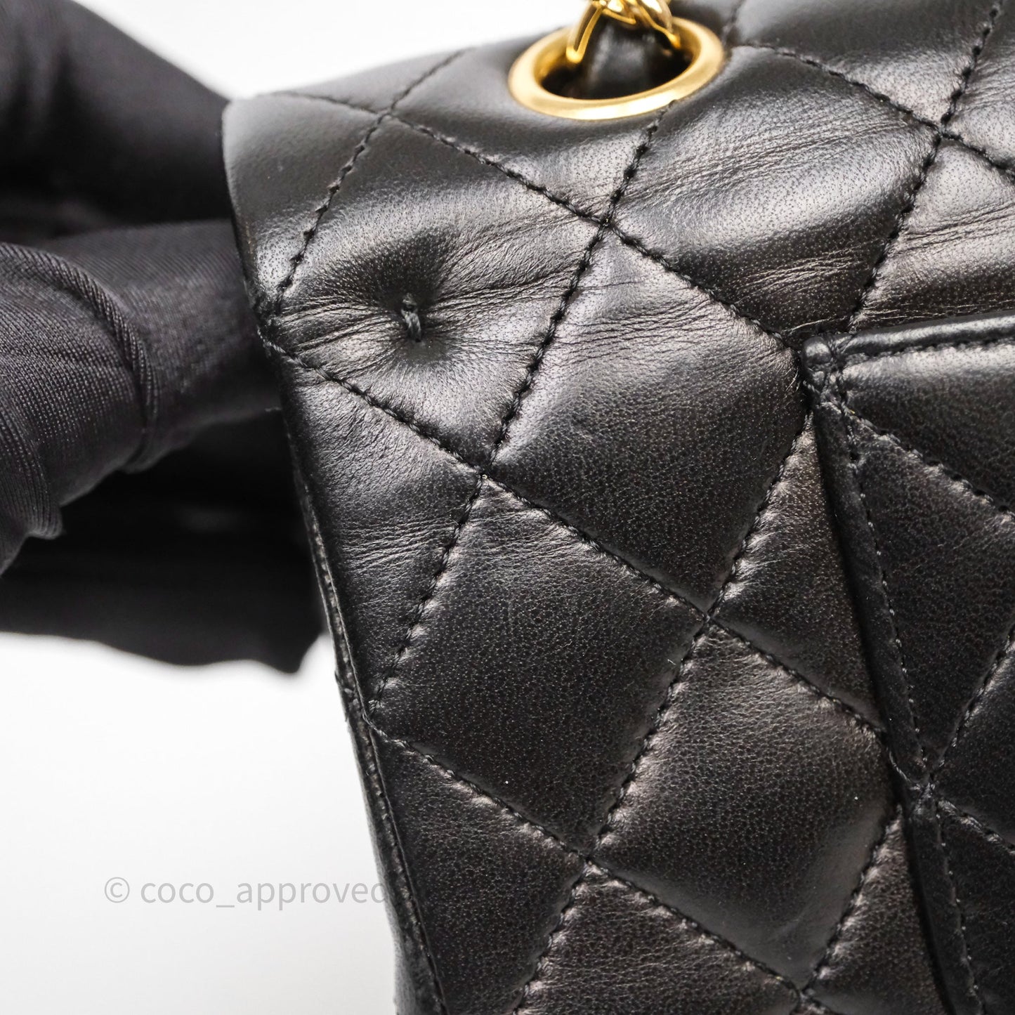 Chanel Classic M/L Medium Flap Quilted Black Lambskin Gold Hardware