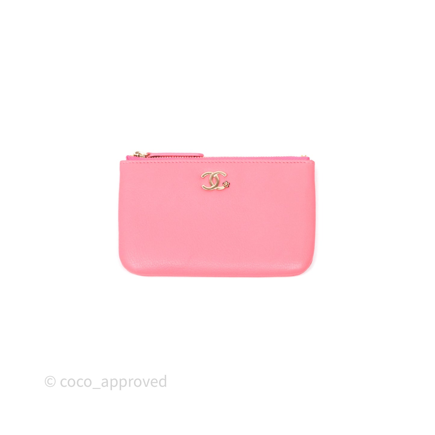 Chanel Camellia Mini O Case Pink Calfskin Gold Hardware