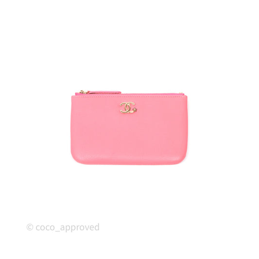 Chanel Camellia Mini O Case Pink Calfskin Gold Hardware