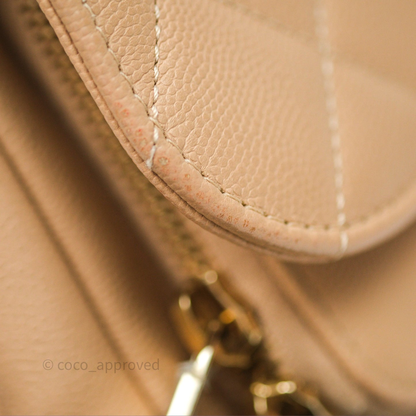 Chanel Quilted Small Business Affinity Flap Beige Caviar Gold Hardware