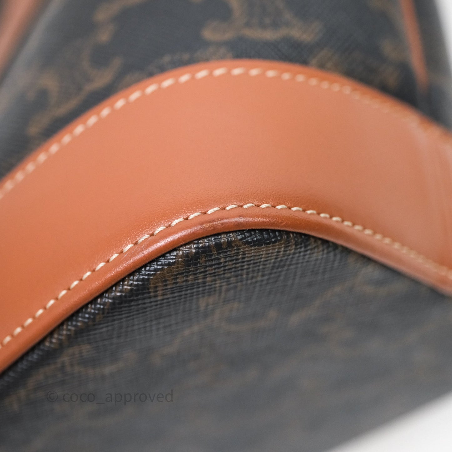 Celine Small Bucket Triomphe Canvas Tan Calfskin