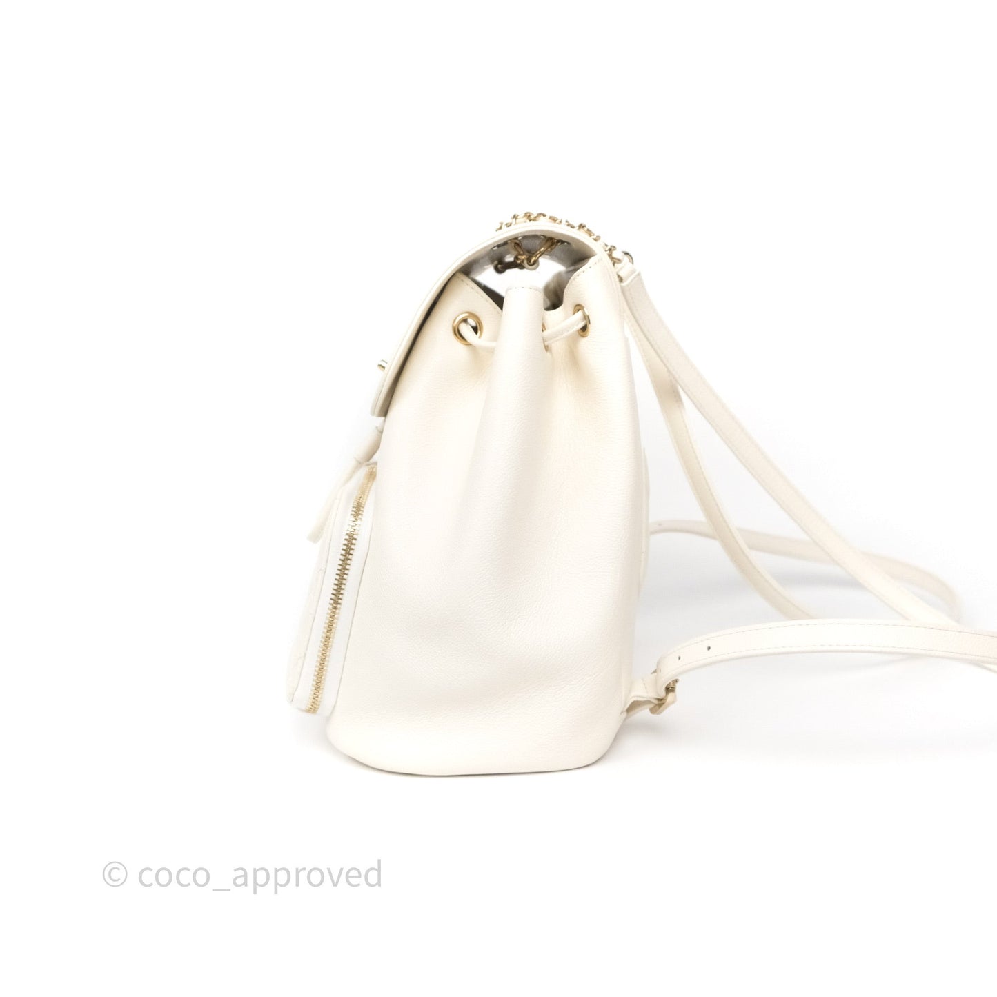 Chanel Quilted Business Affinity Backpack Ivory White Caviar Gold Hardware