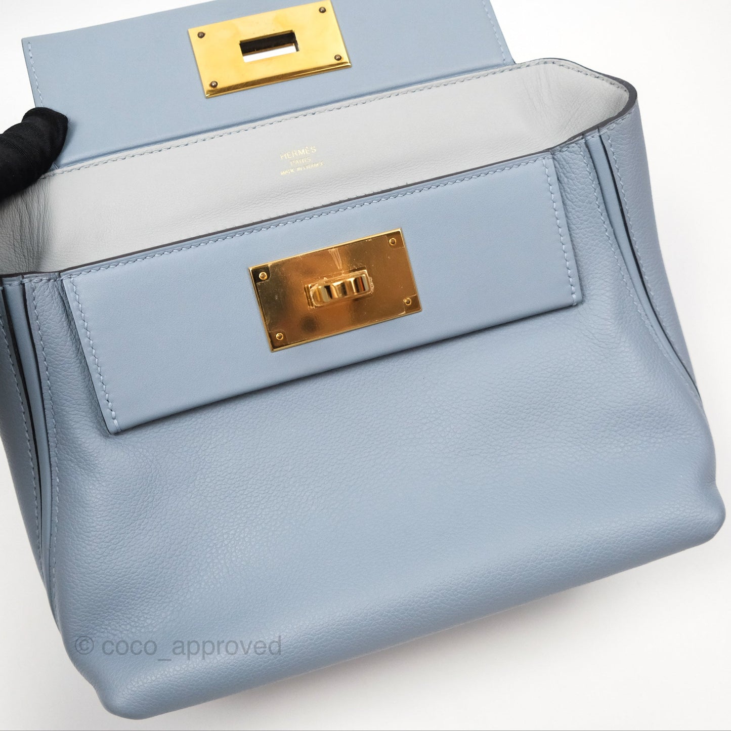 Hermès 24/24 21 Mini Bleu Lin J7 Evercolor/ Swift Gold Hardware