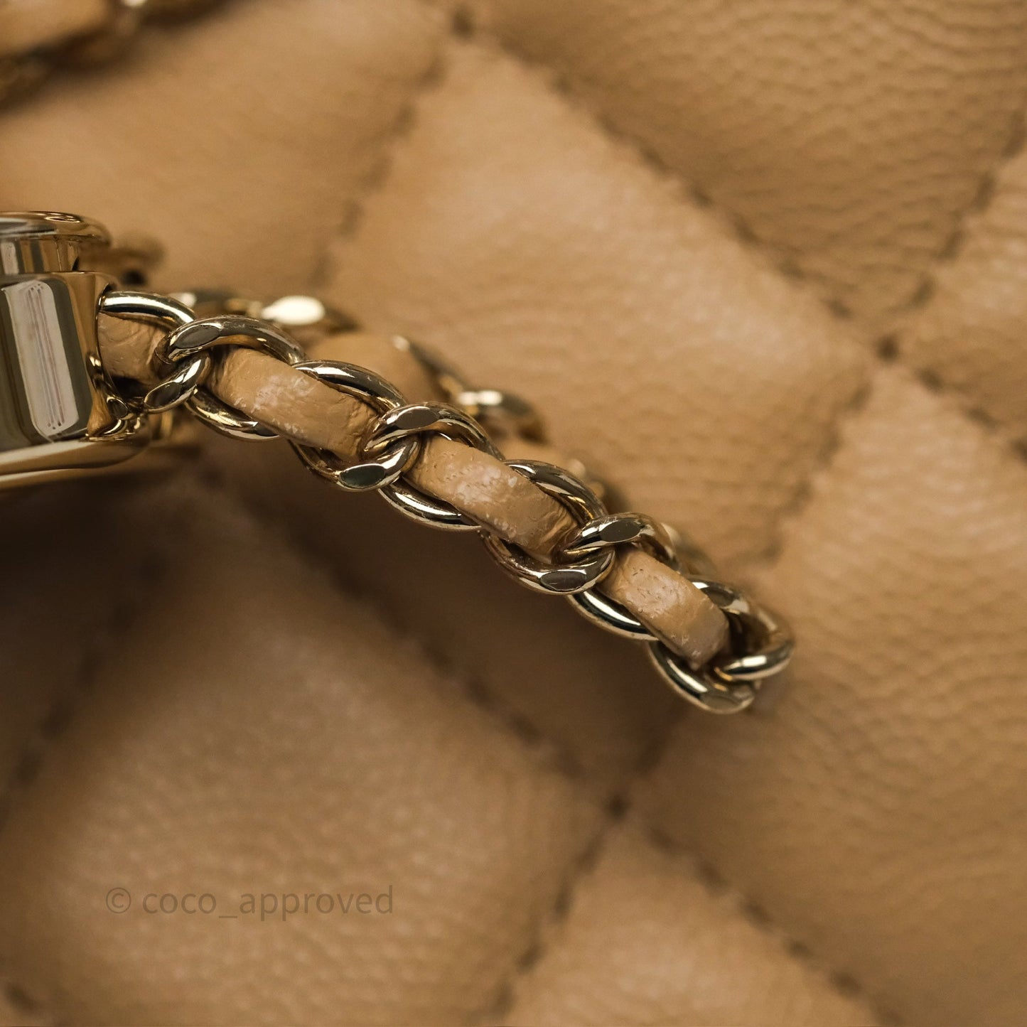 Chanel Rolled Up Bucket Drawstring Bag Beige Caviar Gold Hardware