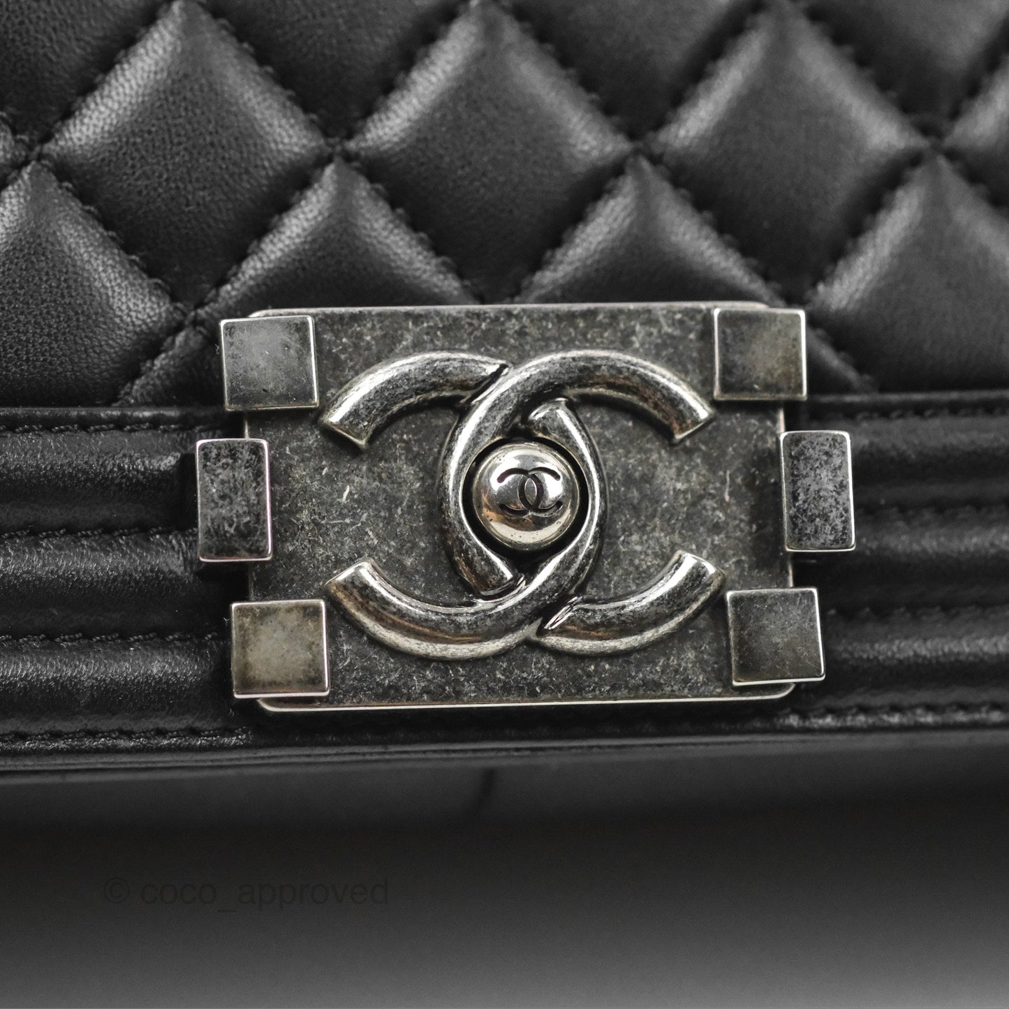 Chanel Quilted Medium Boy Black Calfskin Ruthenium Hardware