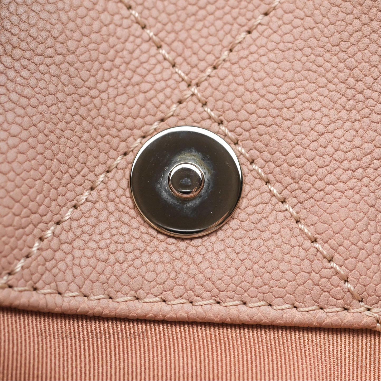 Chanel Quilted Tote Bag Pink Caviar Silver Hardware