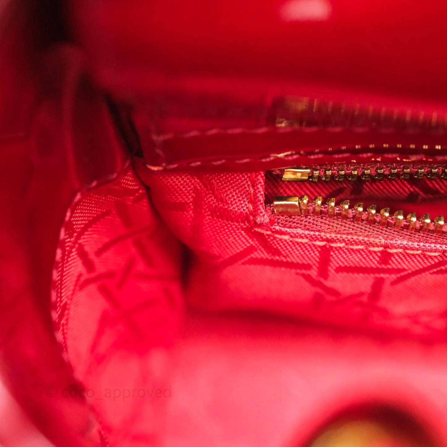 Christian Dior Mini Lady Dior Red Patent Cannage Gold Hardware