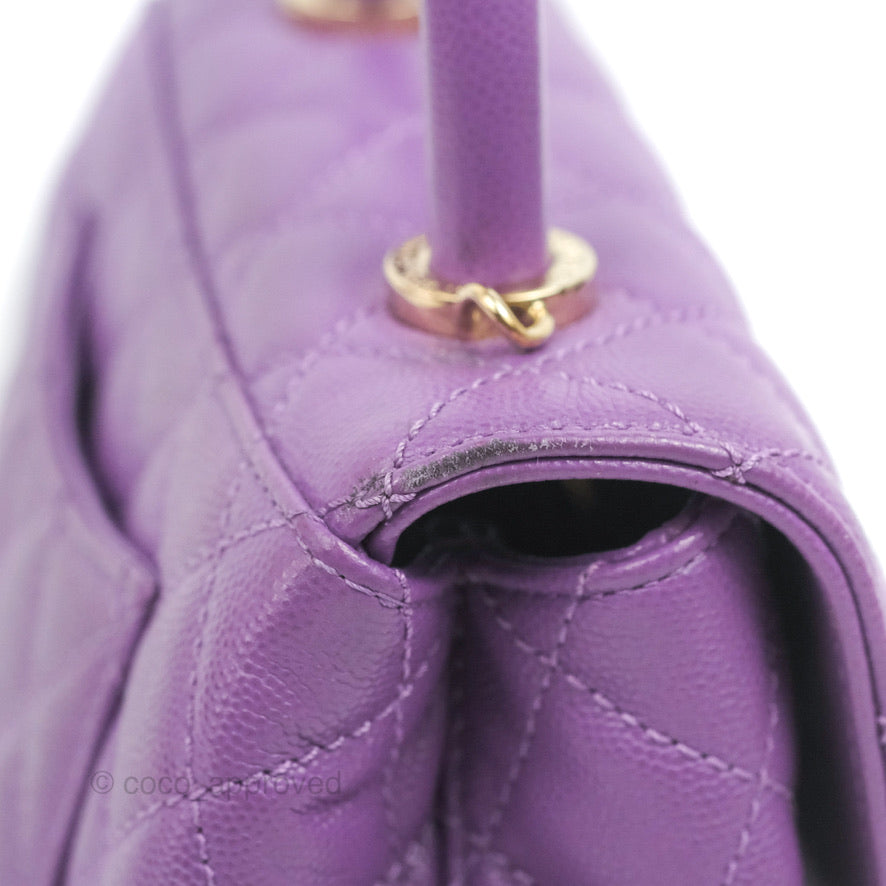 Chanel Mini Coco Handle Quilted Purple Caviar Gold Hardware