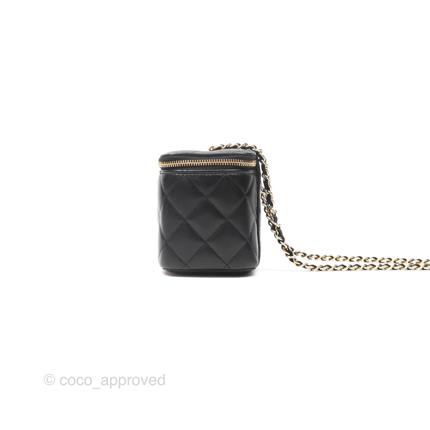 Chanel Vanity Rectangular With Chain Black Lambskin Gold Hardware