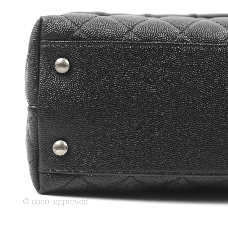 Chanel Medium Coco Handle Quilted Black Caviar Lizard Handle Ruthenium Hardware