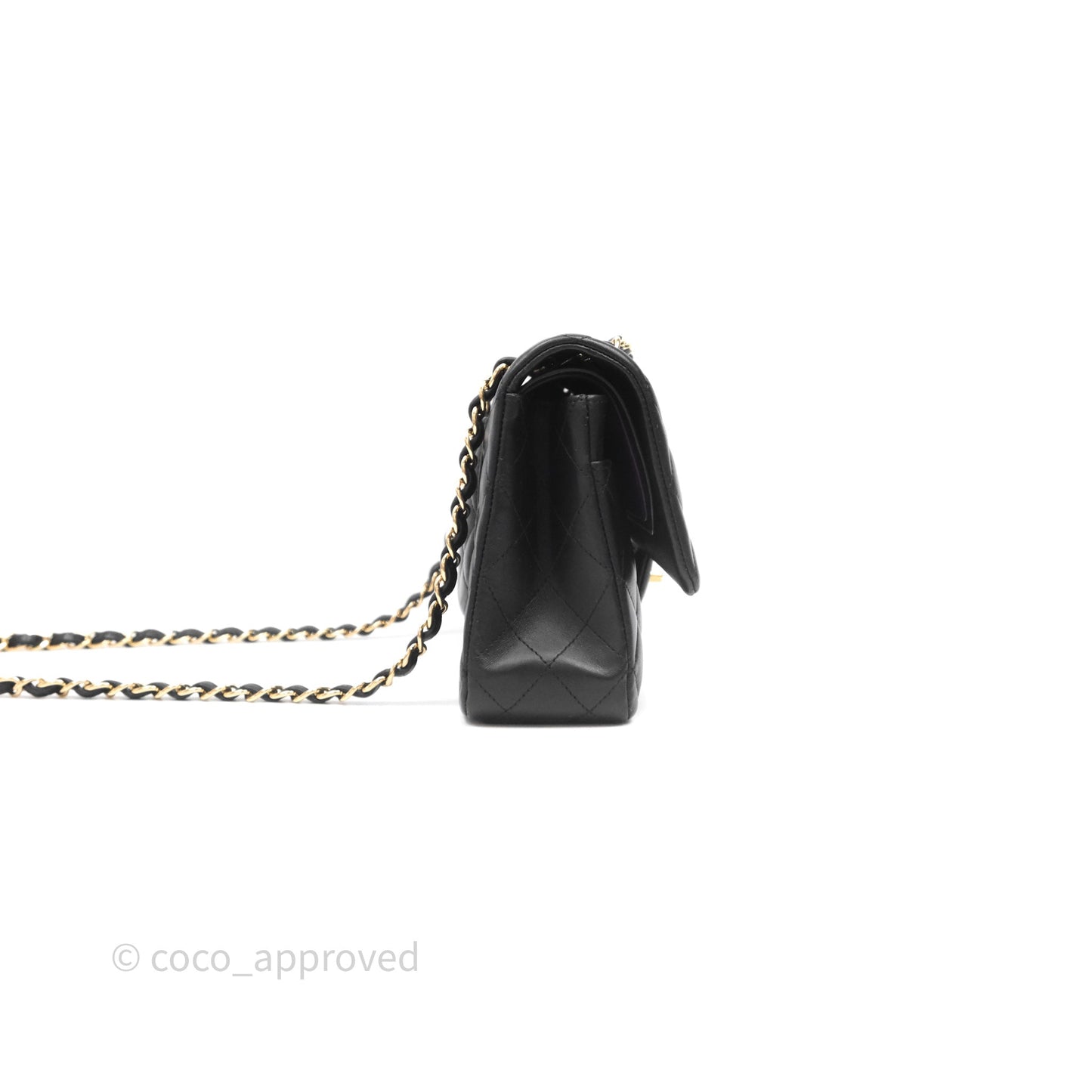 Chanel Classic M/L Medium Flap Quilted Black Lambskin Gold Hardware