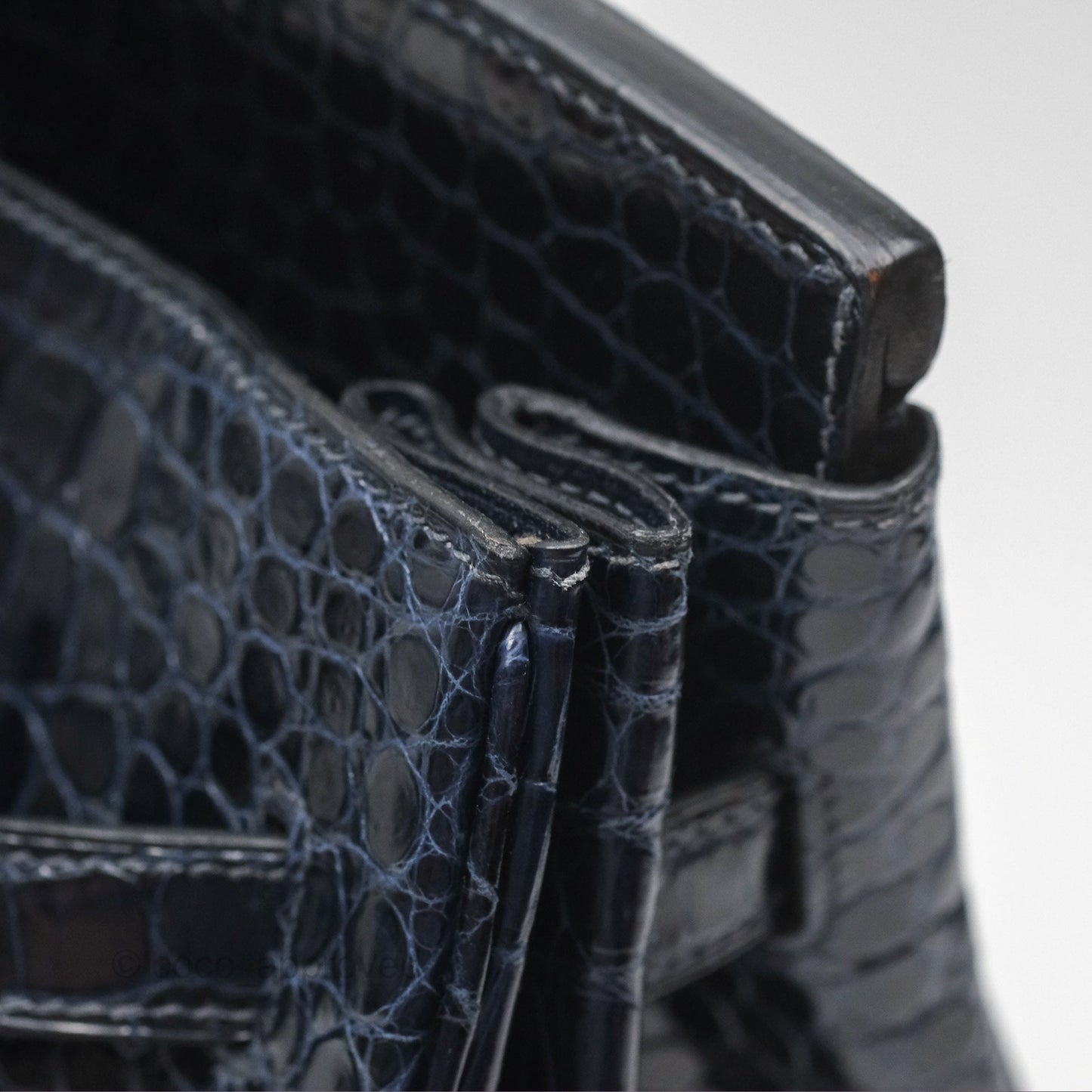 Hermès Birkin 35 Porosus Marine 78 Palladium Hardware