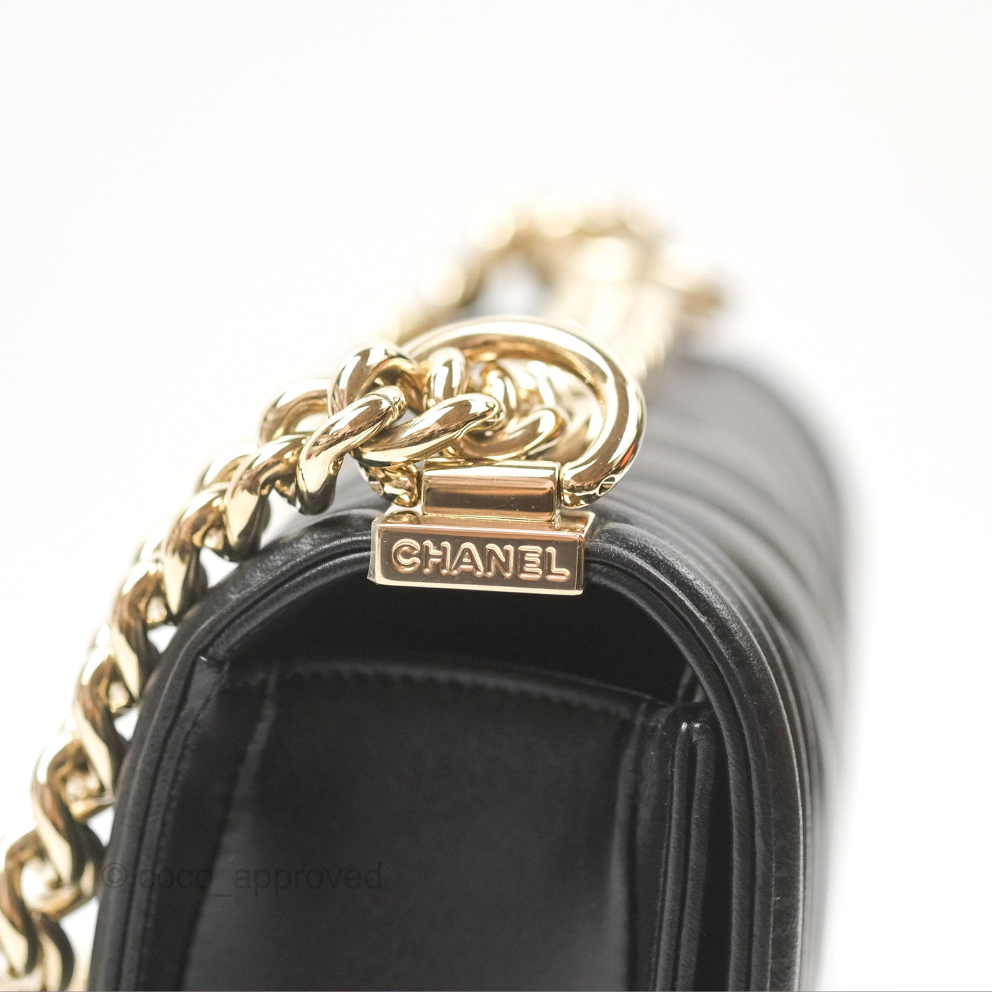 Chanel Small Boy Chevron Black Lambskin Gold Hardware