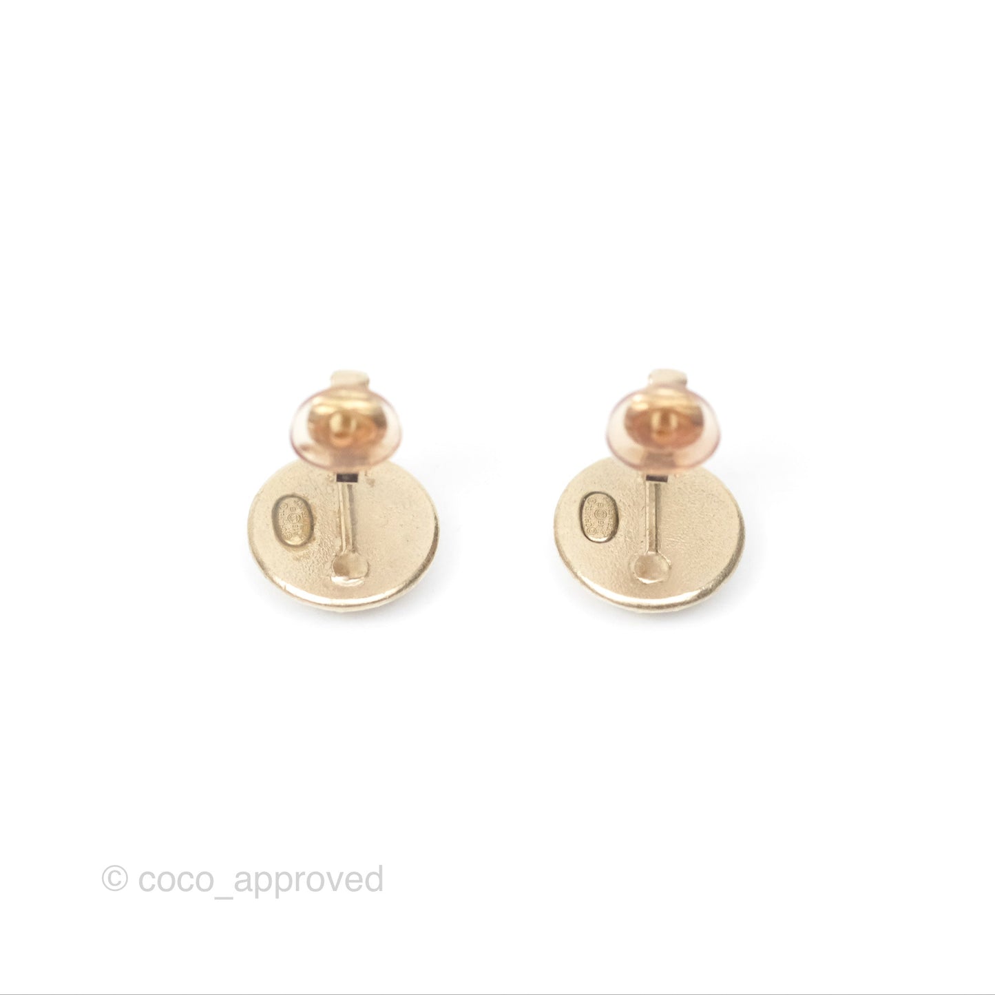 Chanel CC Crystal Round Ear Clips Gold Tone 16B