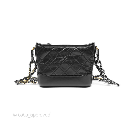Chanel Small Gabrielle Hobo Quilted Black Aged Calfskin