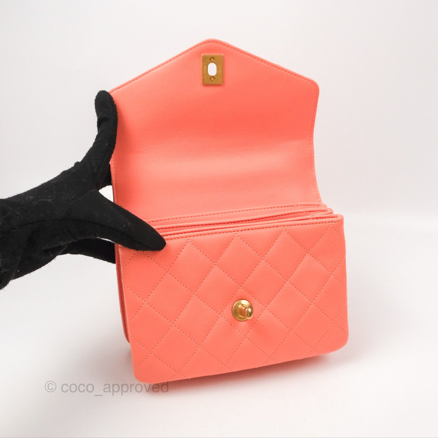 Chanel Metal Top Handle Flap Bag Iridescent Orange Claire Calfskin Aged Gold Hardware