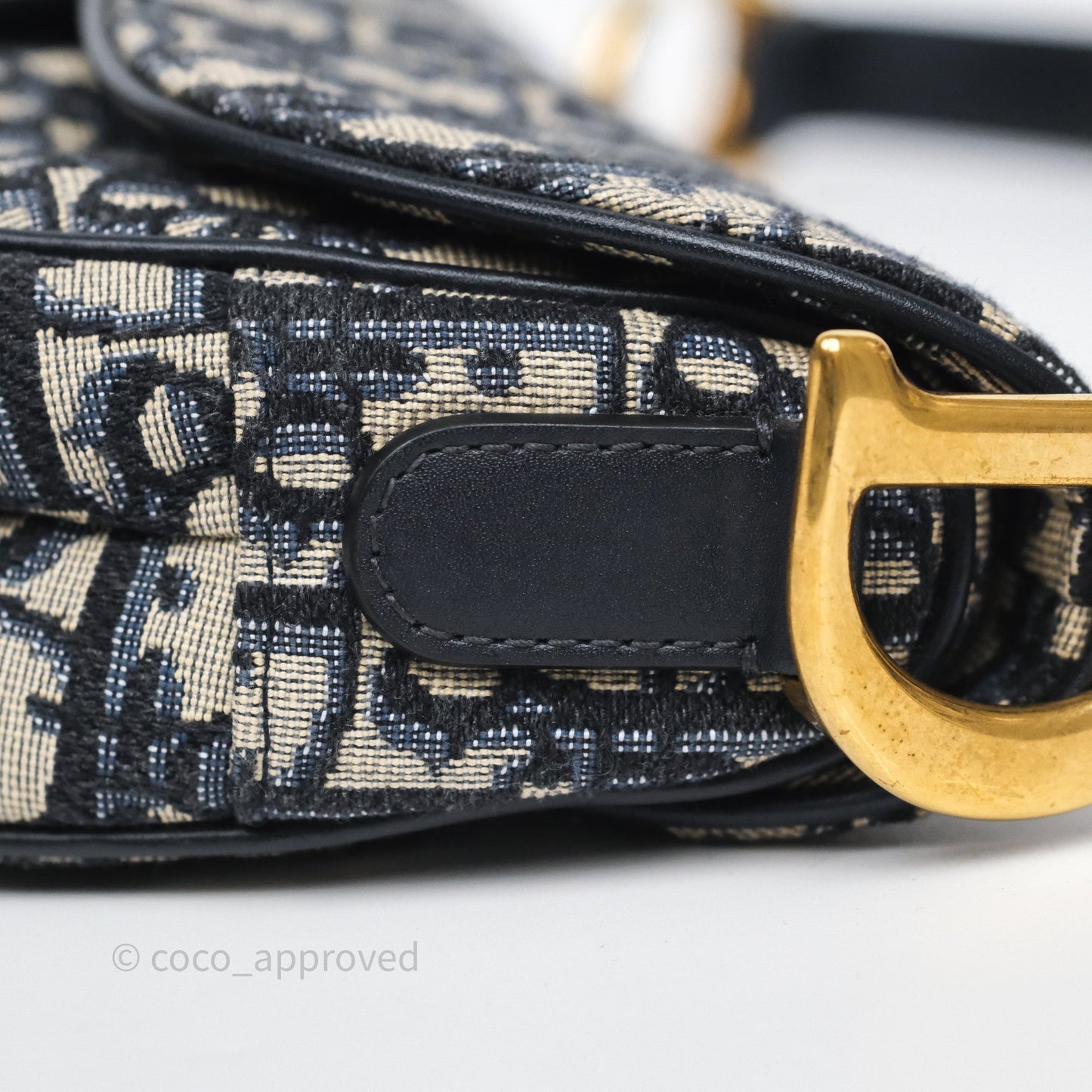 Dior Saddle Bag Navy Dior Oblique Embroidery Aged Gold Hardware