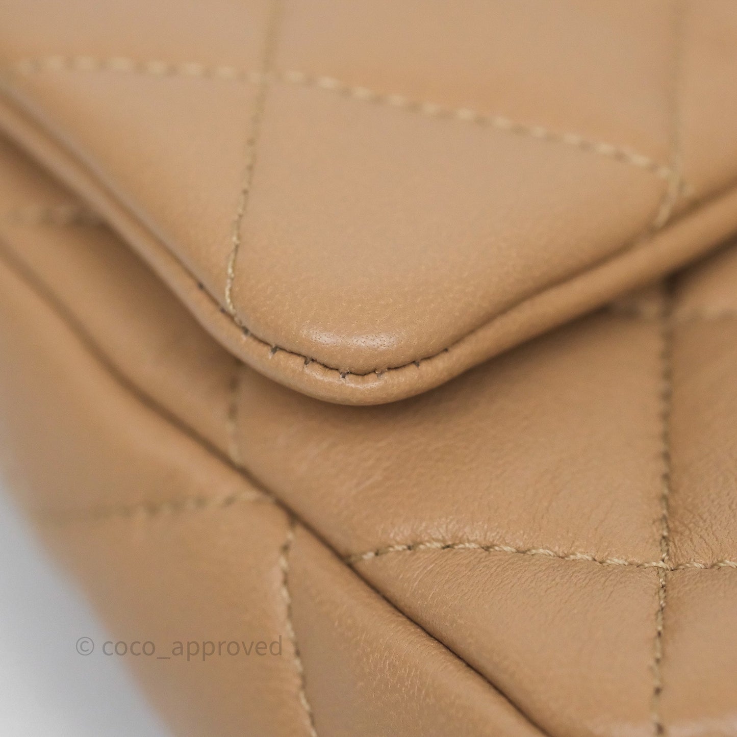 Chanel Mini CC Funky Town Flap Quilted Beige Lambskin Aged Gold Hardware