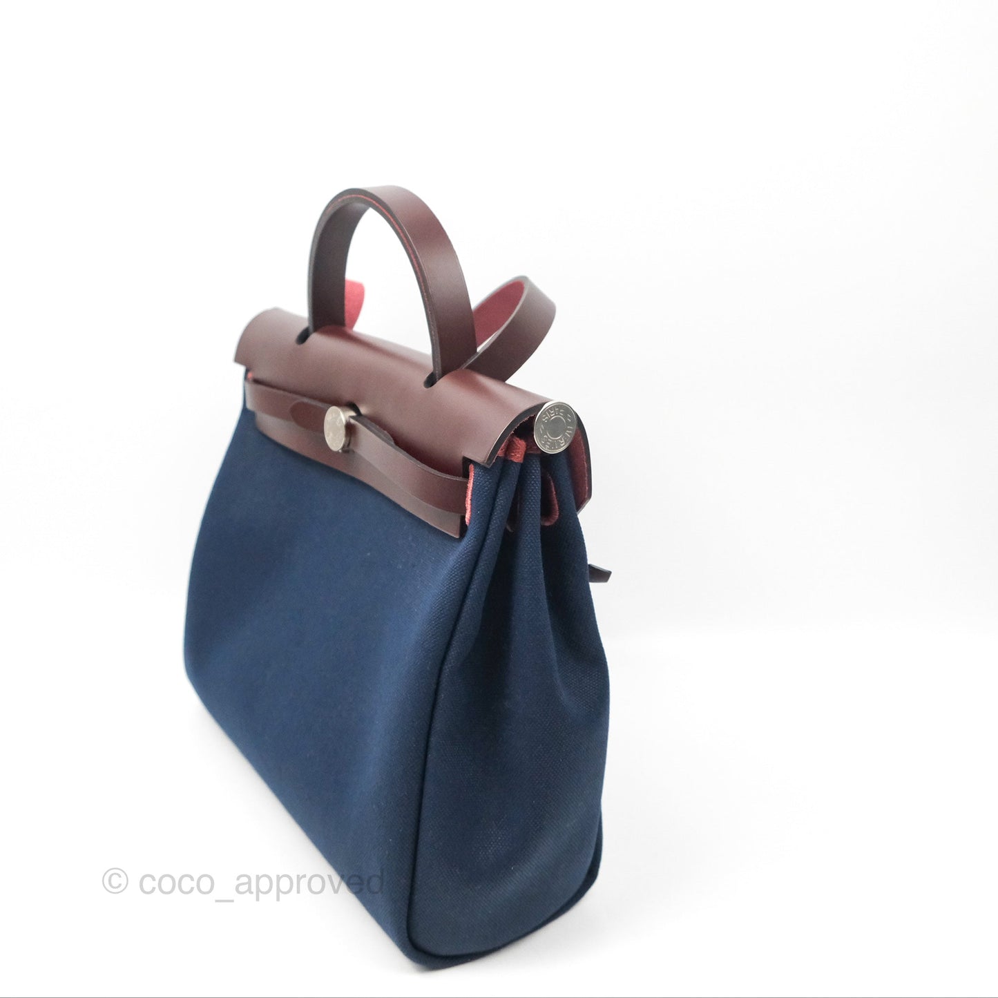 Hermès Herbag Zip 31 Bleu Marine/ Rouge Sellier Canvas Palladium Hardware