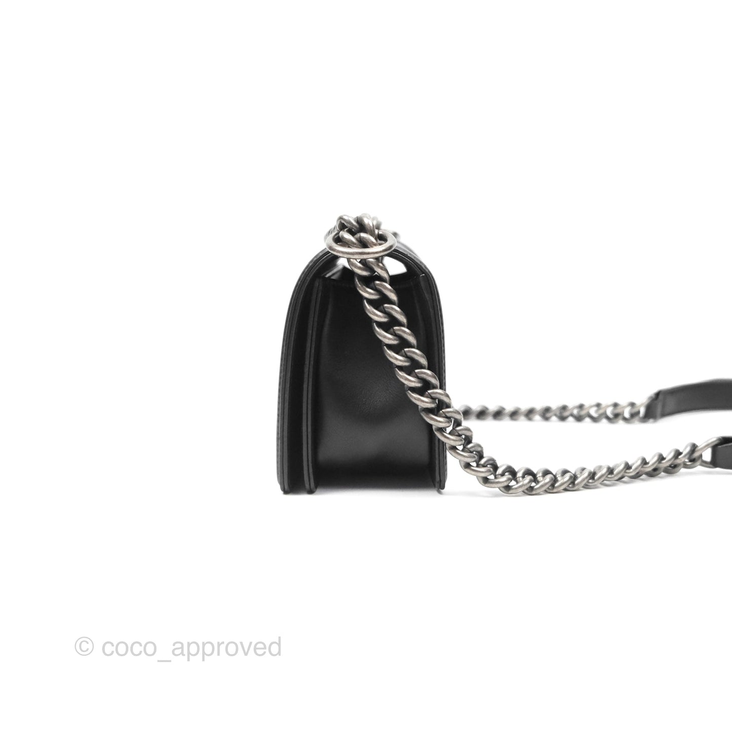 Chanel Small Boy Black Calfskin Ruthenium Hardware