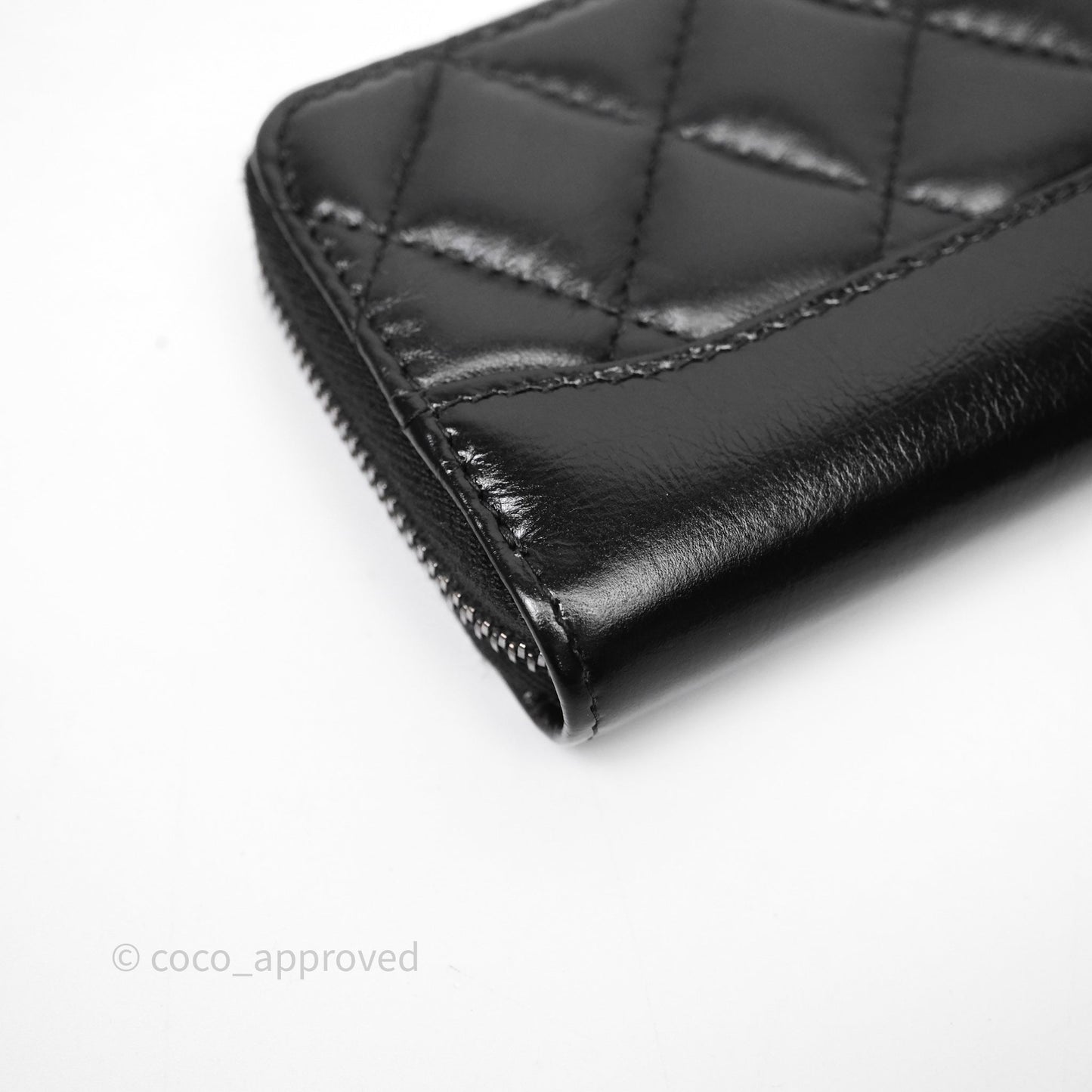 Chanel Quilted Gabrielle Zip Coin Purse Black Lambskin Aged Gold Hardware