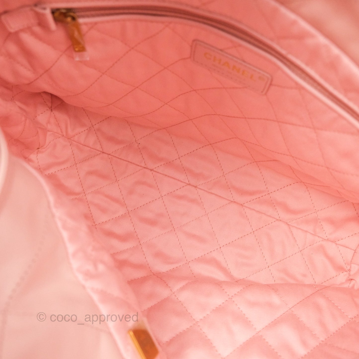Chanel 22 Small Quilted Pink Shiny Crumpled Calfskin Aged Gold Hardware
