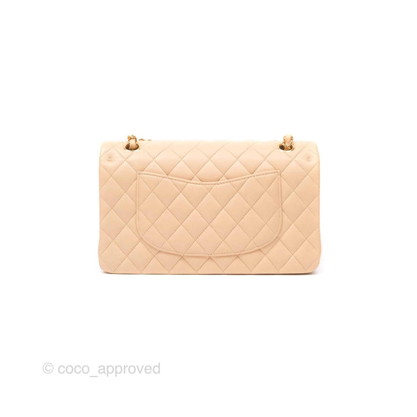 Chanel Classic M/L Medium Flap Quilted Beige Lambskin Gold Hardware