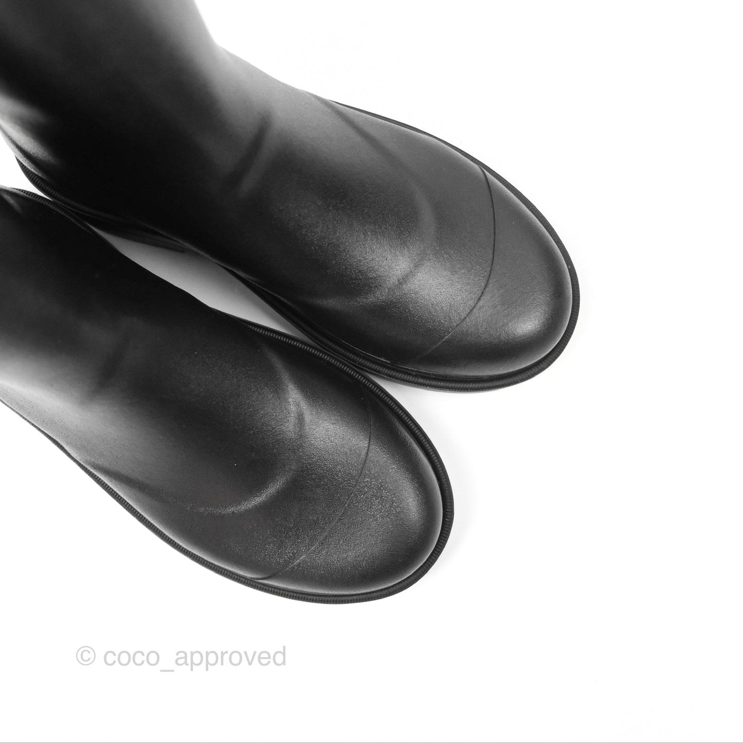 Chanel CC Black Rubber Rain Boots Size 37