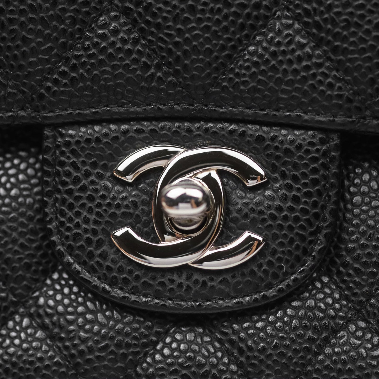 Chanel Classic M/L Medium Flap Quilted Black Caviar Silver Hardware