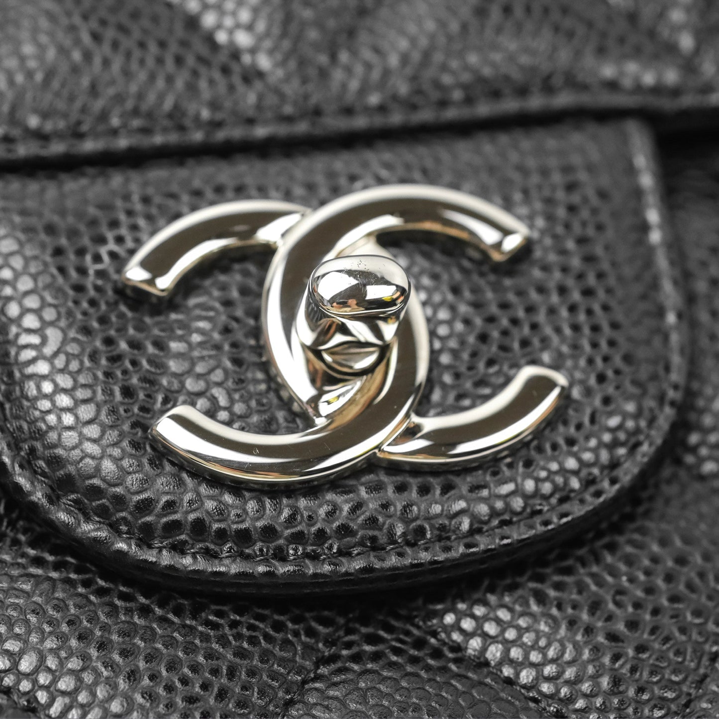 Chanel Quilted Maxi Double Flap Black Caviar Silver Hardware