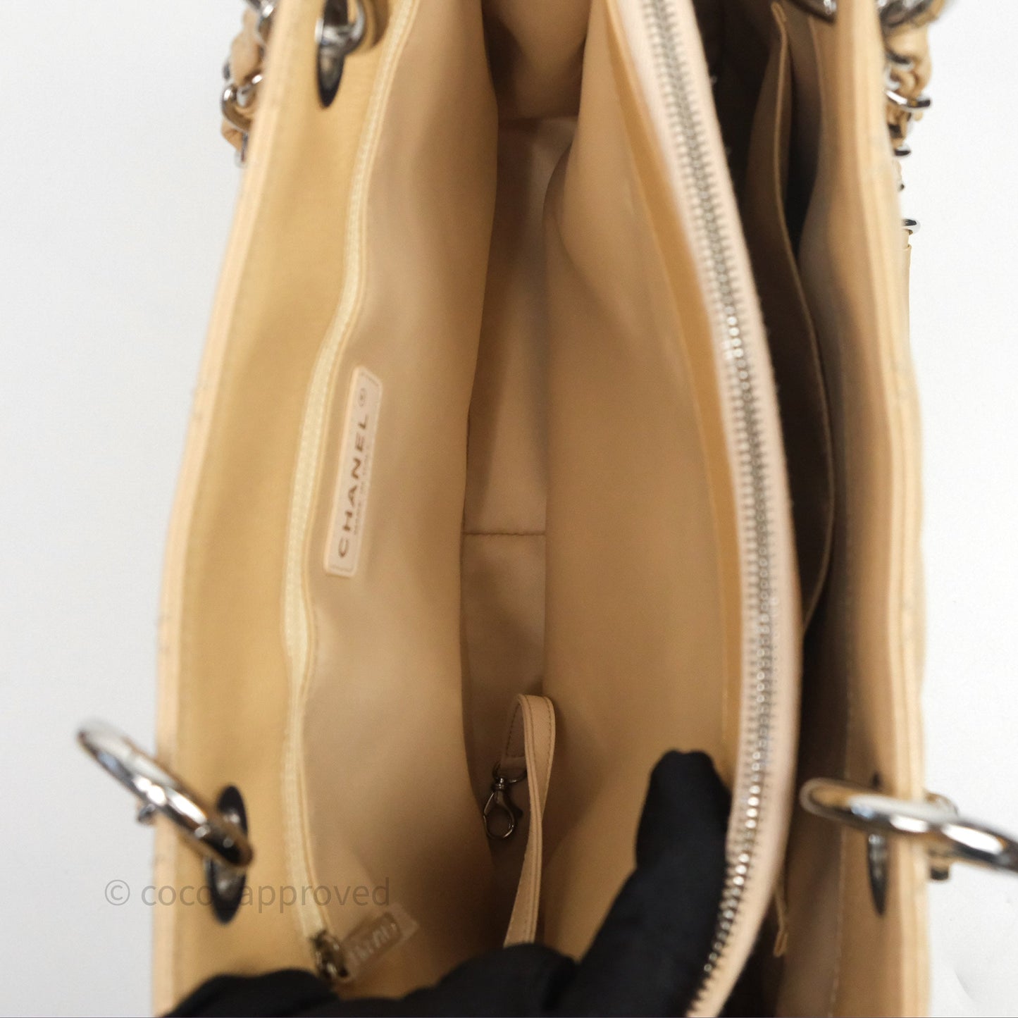 Chanel GST Beige Caviar Silver Hardware