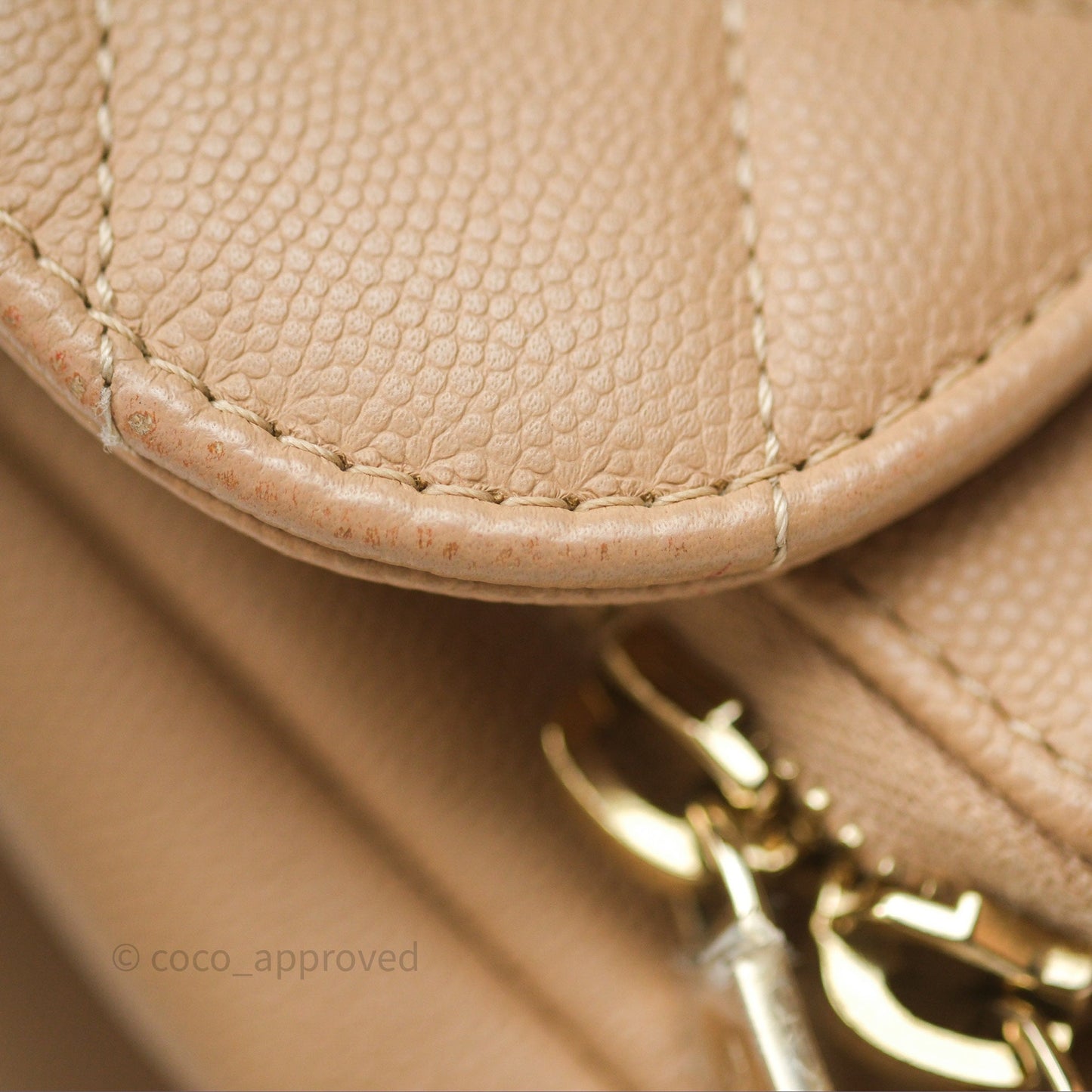 Chanel Quilted Small Business Affinity Flap Beige Caviar Gold Hardware