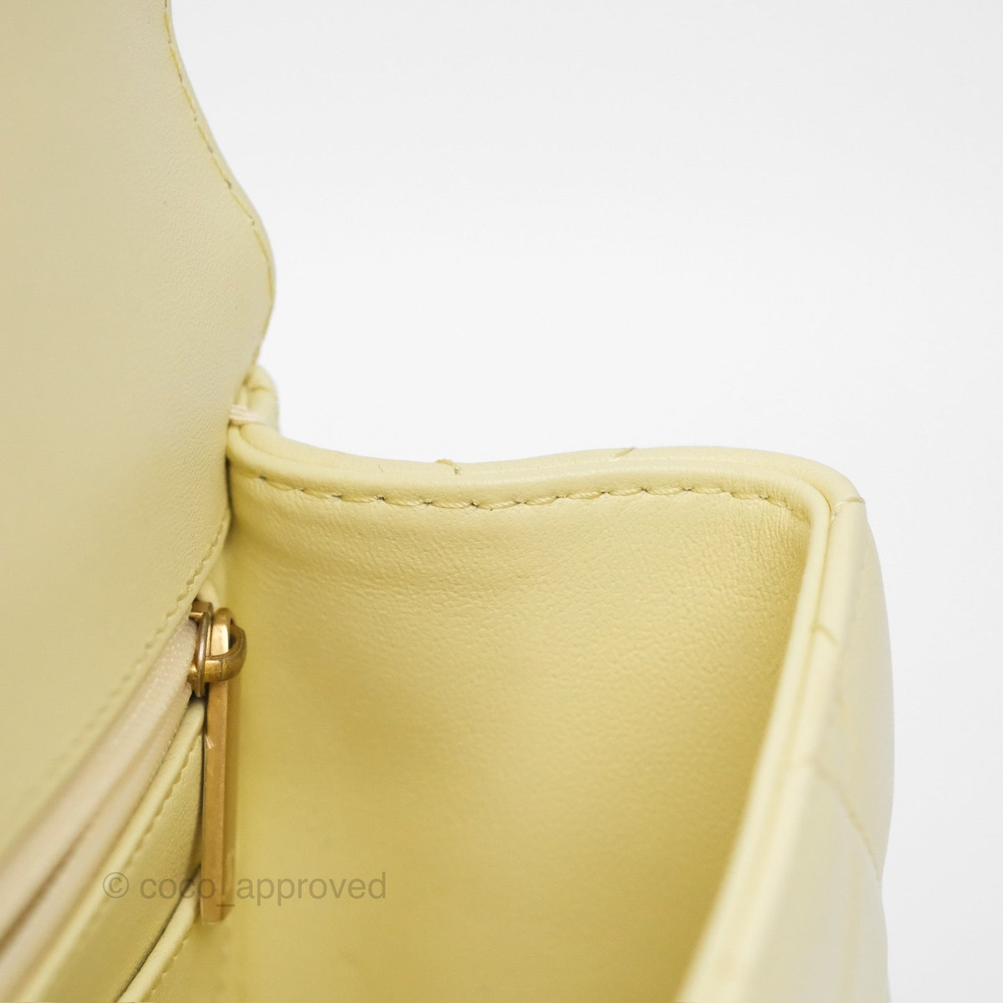 Chanel Crush Top Handle Flap Bag Yellow Lambskin Aged Gold Hardware