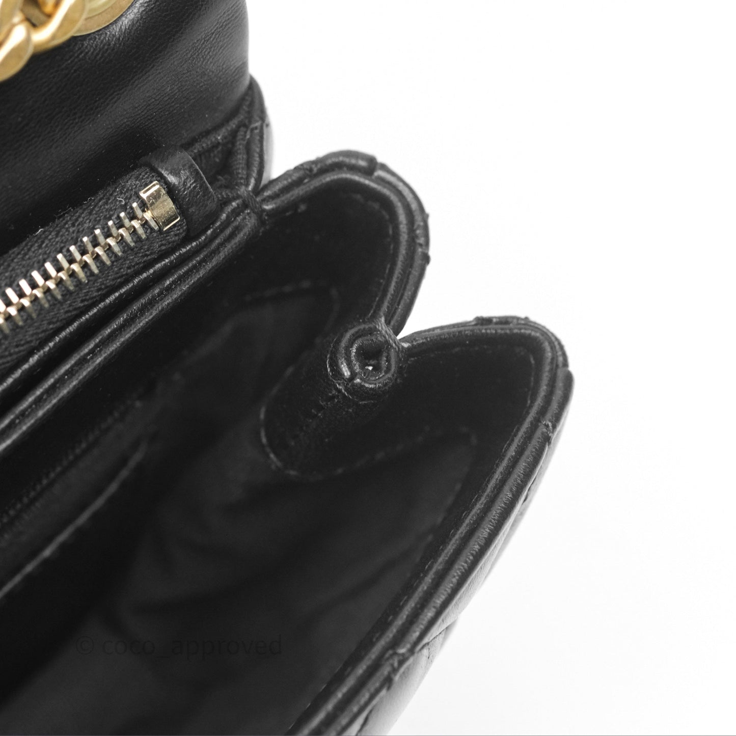 Chanel Small All Slide Adjustable Chain Flap Bag Black Lambskin Aged Gold Hardware 22K