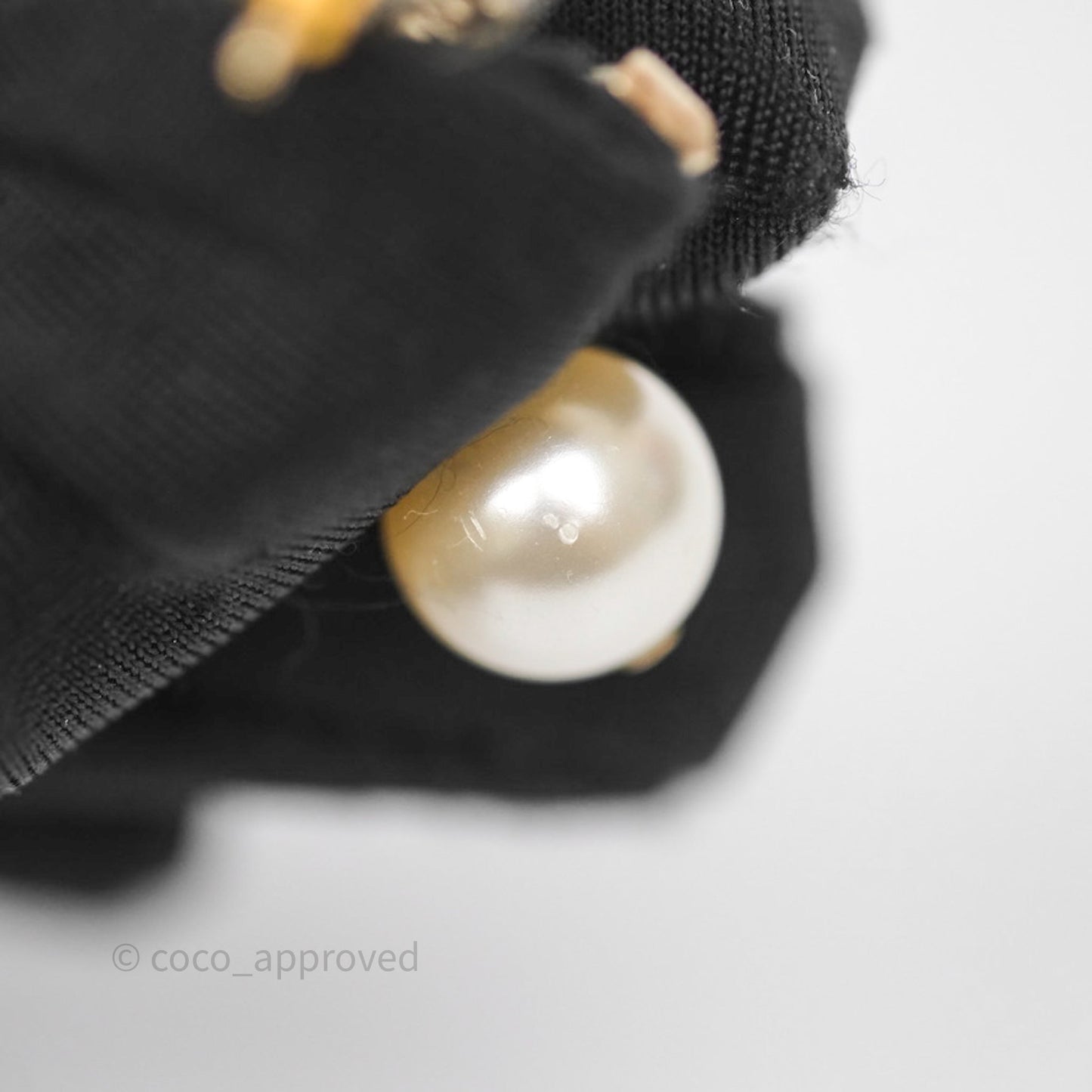 Chanel Crystal CC Pearl Drop Earrings Gold Tone 19V