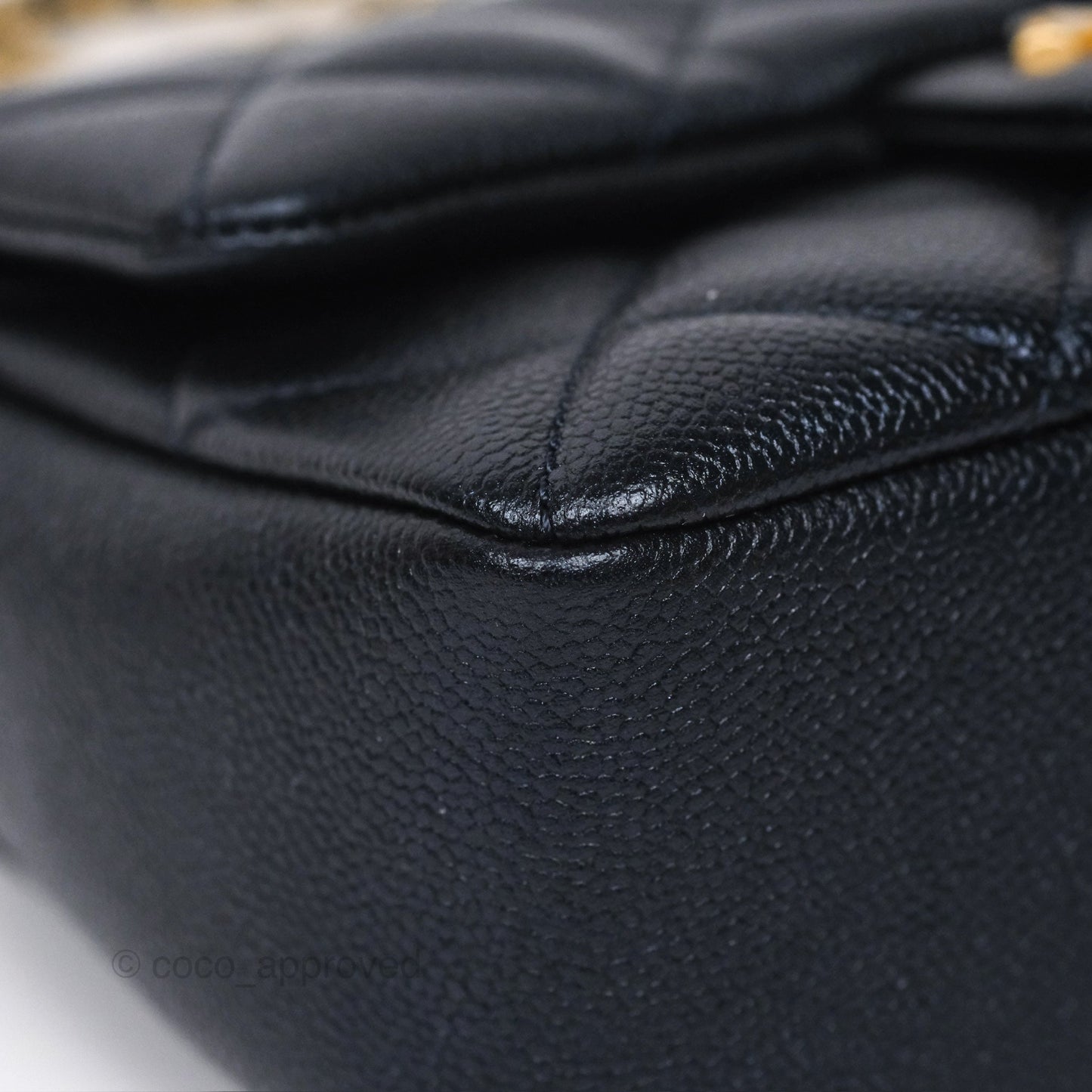 Chanel My Perfect Mini Flap Quilted Iridescent Navy Caviar Aged Gold Hardware