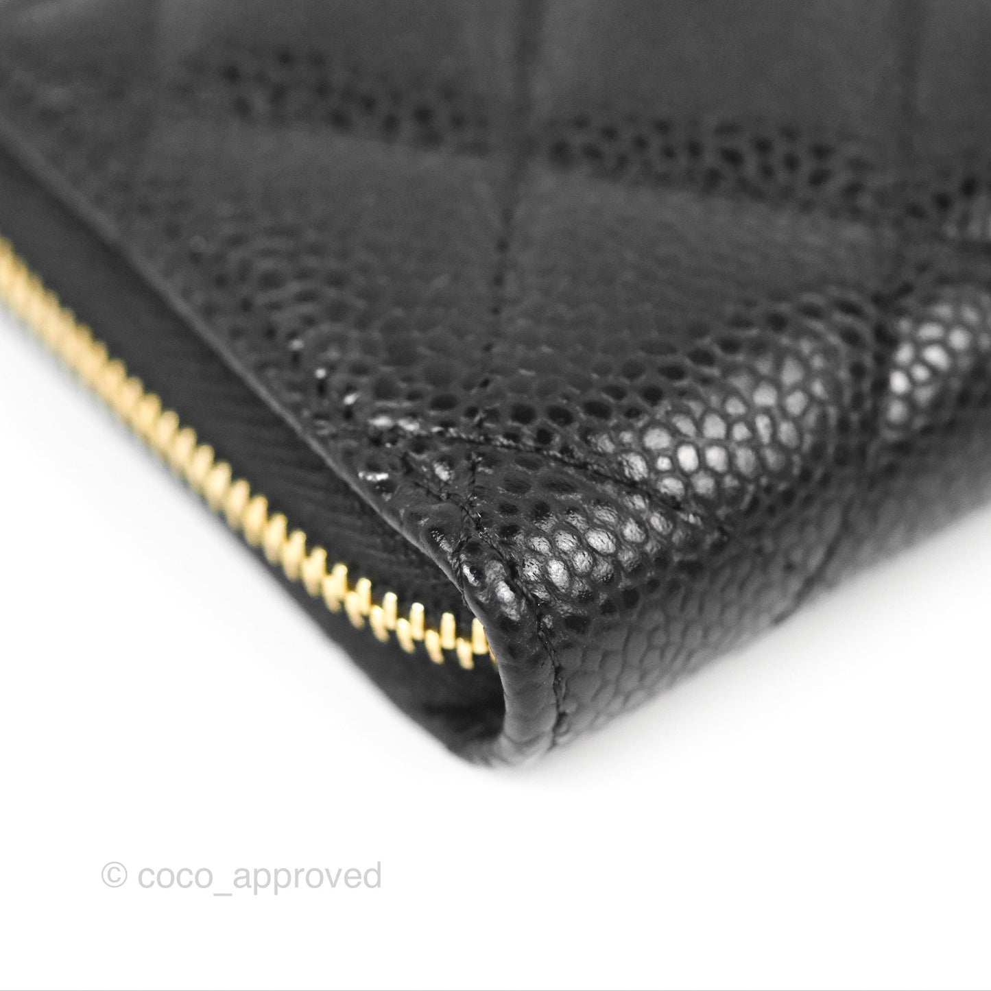 Chanel Classic Quilted Zipped Coin Purse Black Caviar Gold Hardware