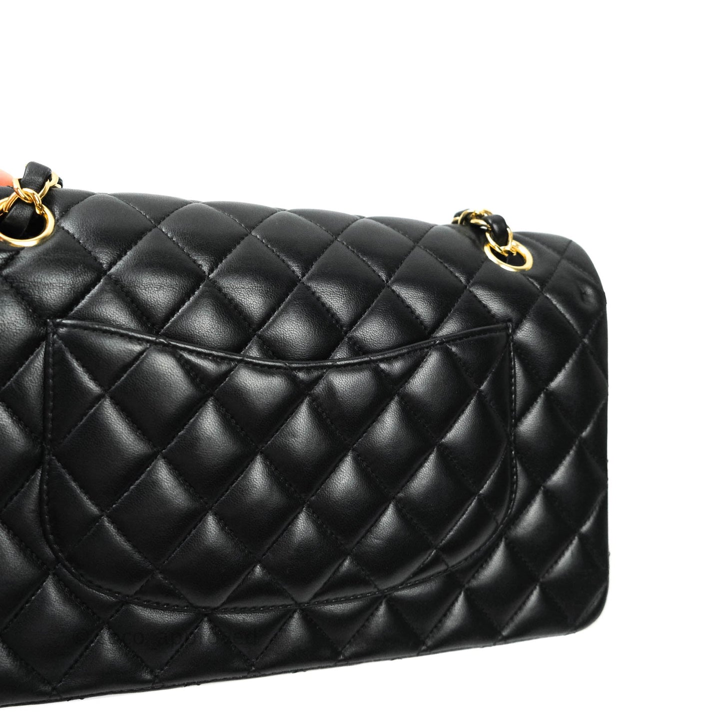 Chanel Classic M/L Medium Double Flap Black Lambskin Gold Hardware