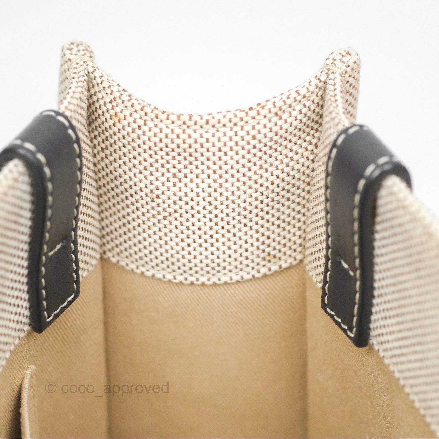 Chloe Small Woody Tote Bag Cotton Canvas & Black Calfskin with Woody Ribbon