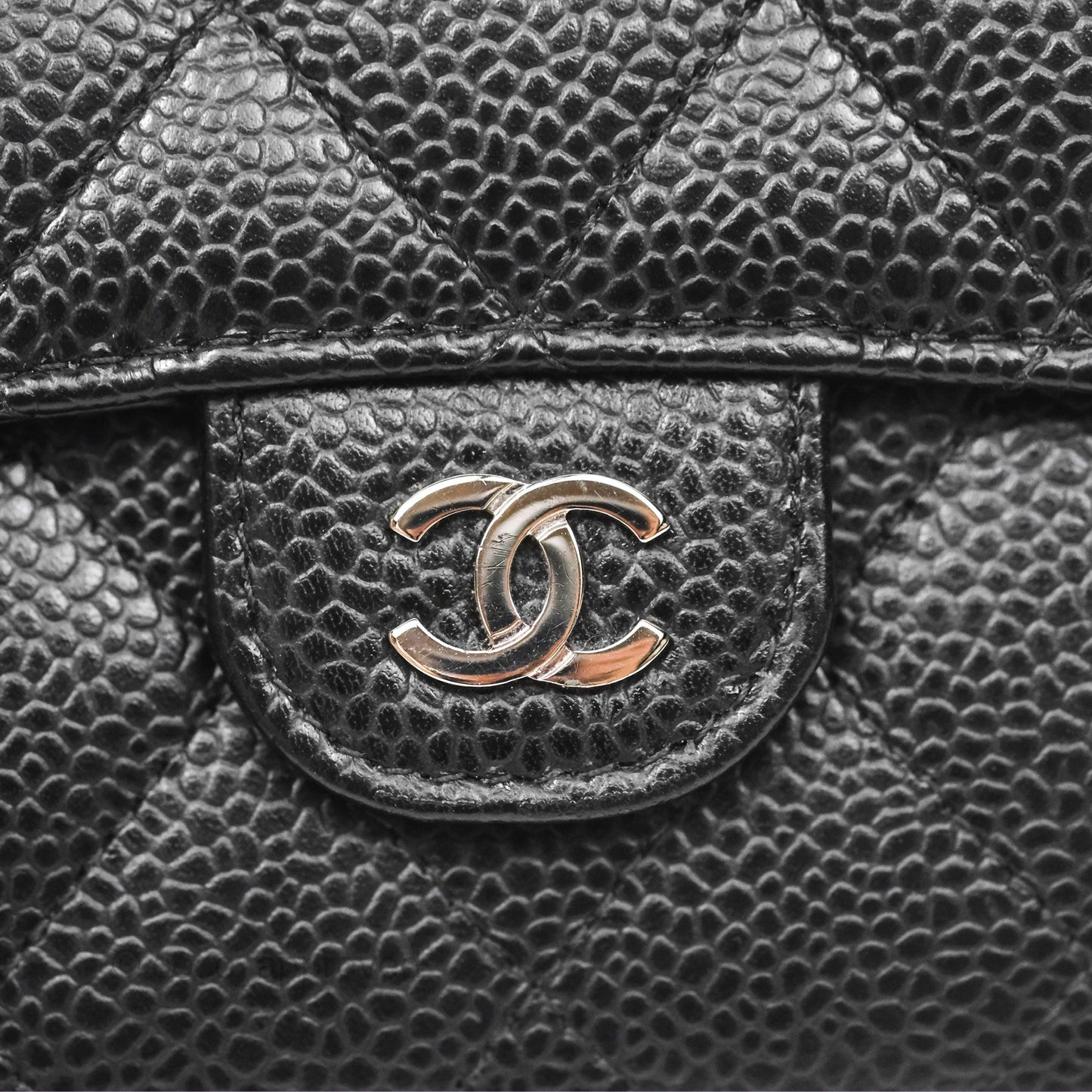 Chanel Classic Short Flap Wallet Black Caviar Silver Hardware