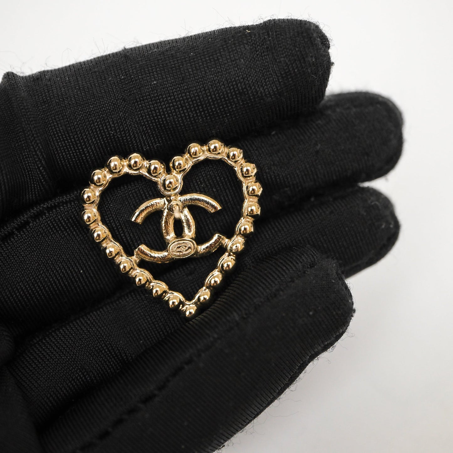 Chanel Crystal and Gold Metal CC Heart Earrings 25P