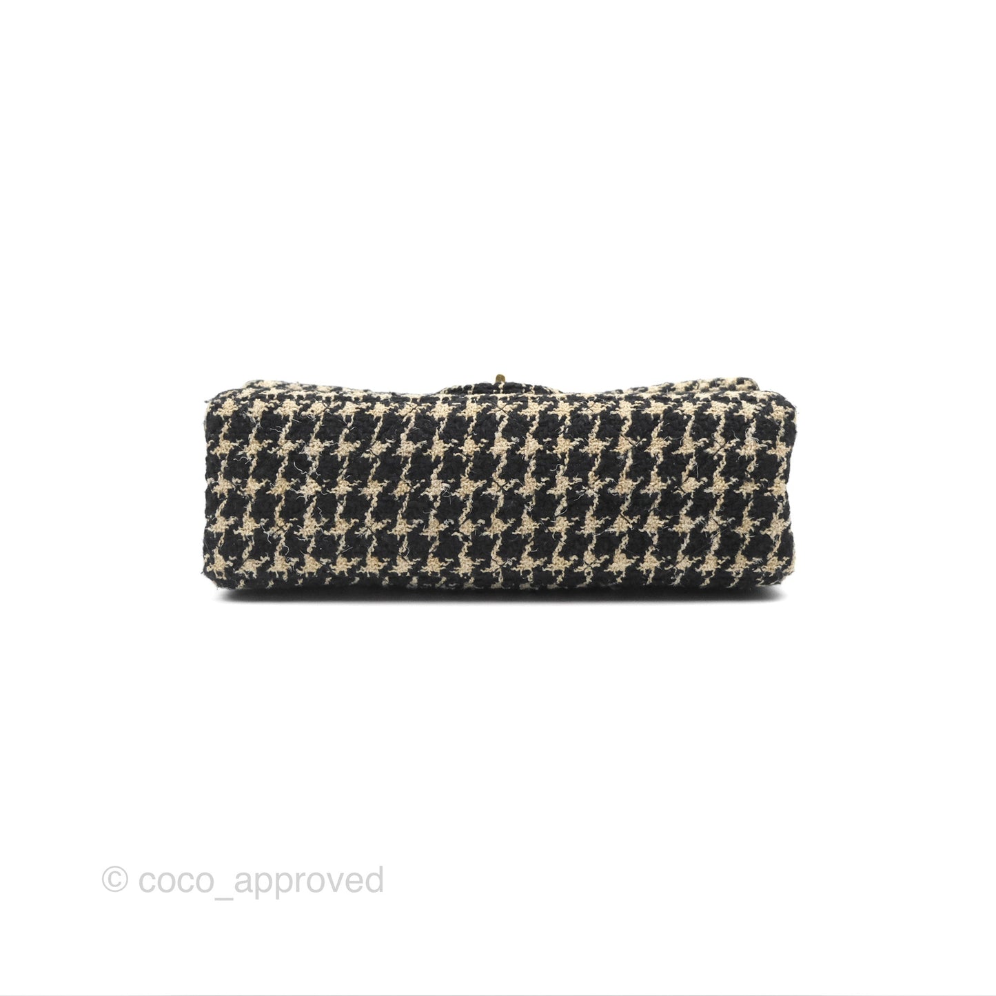 Chanel Reissue 225 Flap Houndstooth Beige Black Fabric Antique Gold Hardware