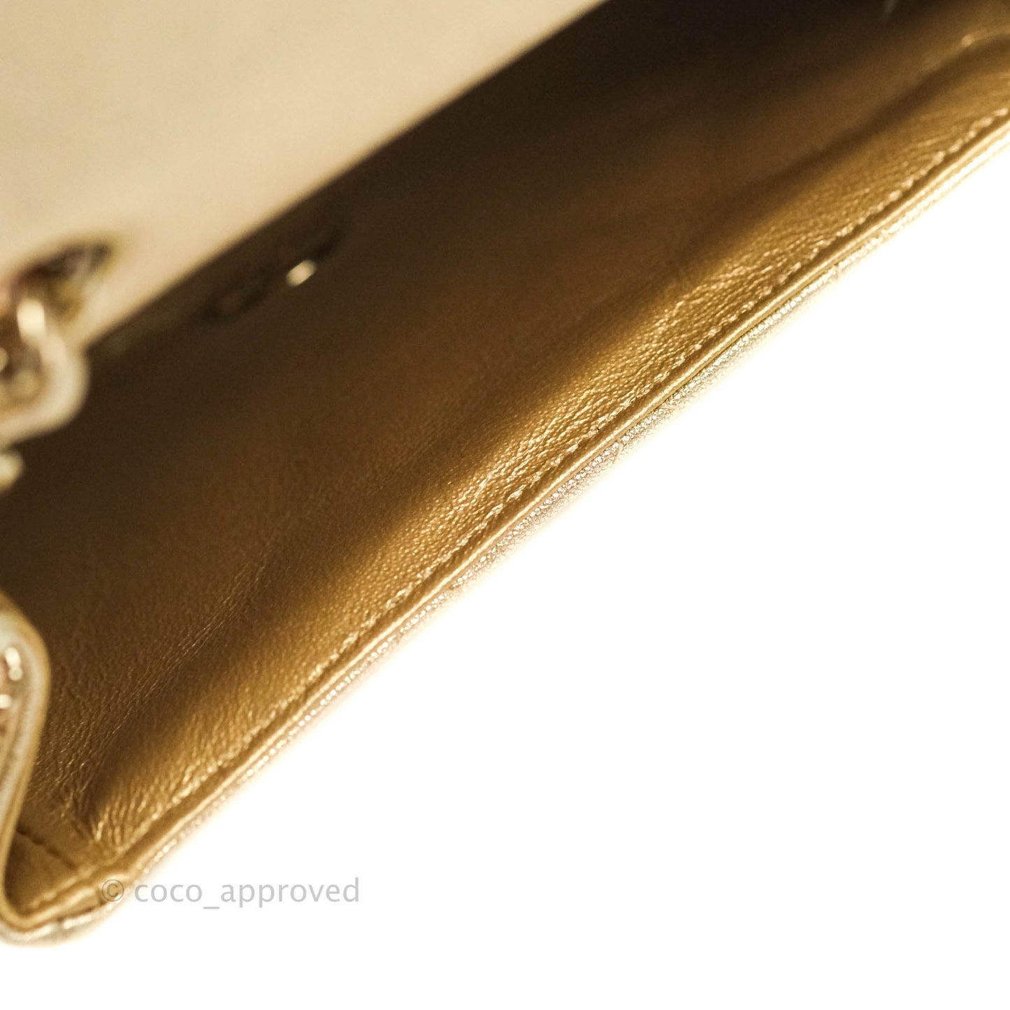 Chanel Classic Quilted Mini Square Flap Iridescent Gold Gold Hardware 21P