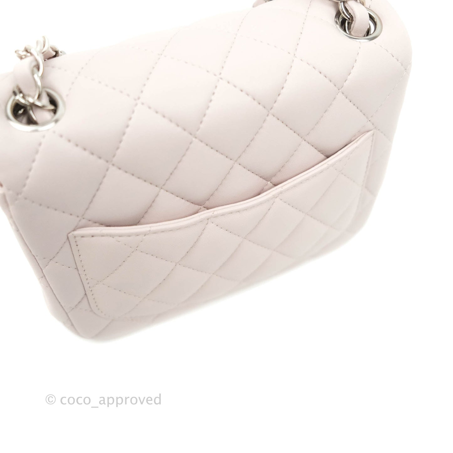 Chanel Quilted Mini Square Light Lilac Pink Lambskin Silver Hardware
