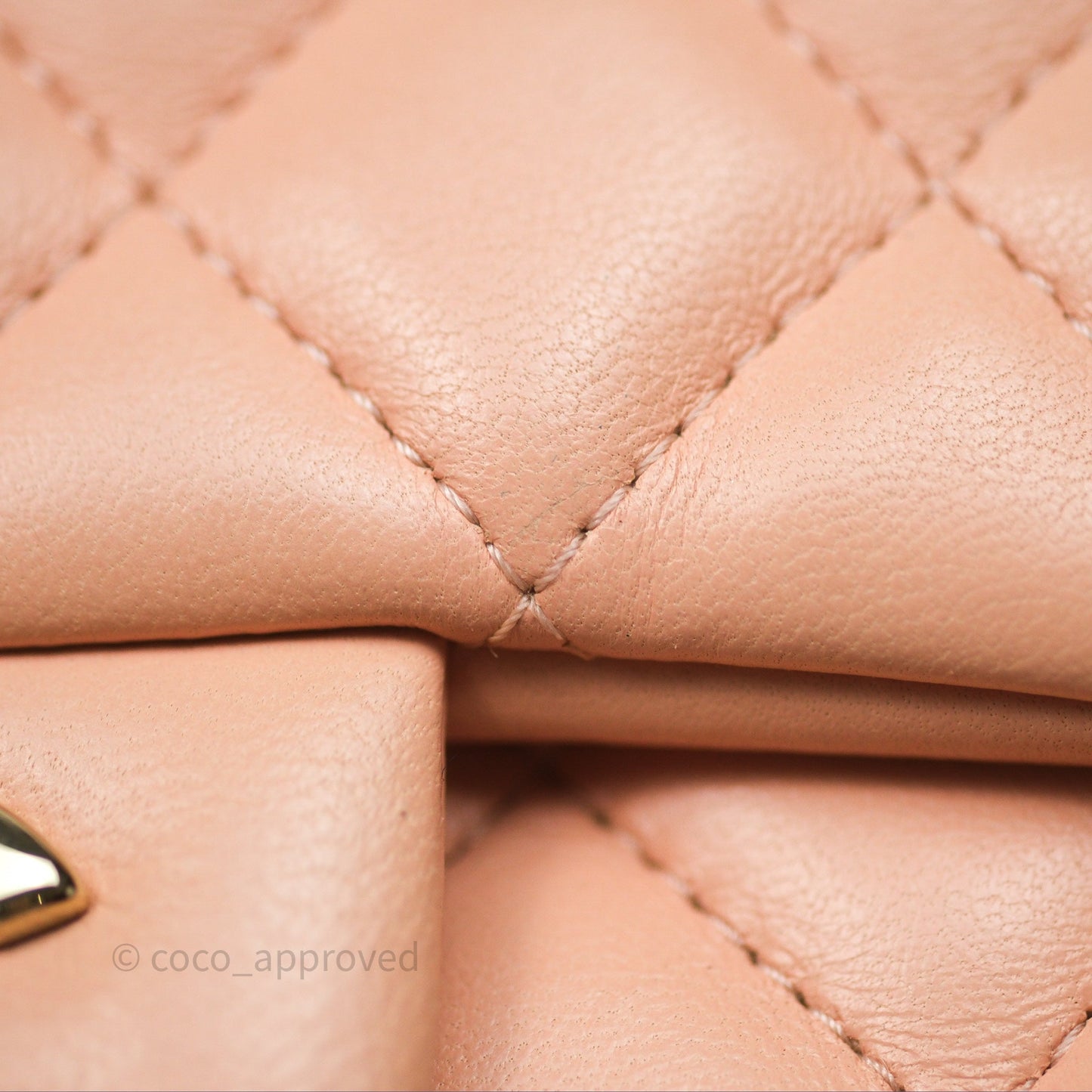 Chanel Mini Square Flap Quilted Beige Pink Lambskin Gold Hardware