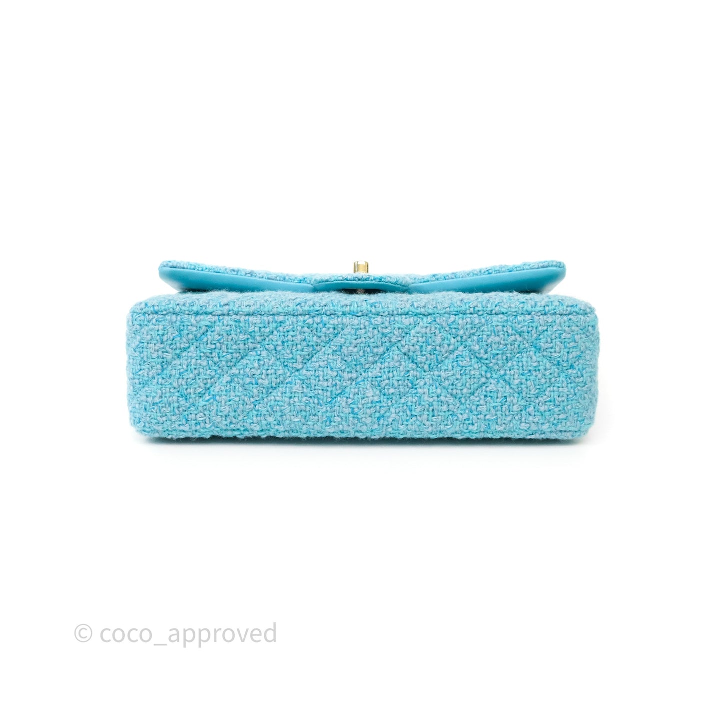 Chanel Classic M/L Medium Quilted Double Flap Bag Blue Tweed Gold Hardware