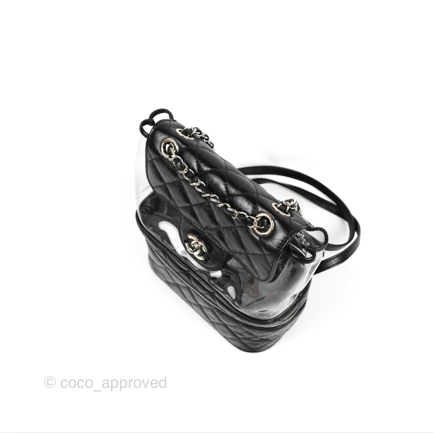 Chanel Aquarium PVC Backpack Black Crumpled Calfskin Silver Hardware