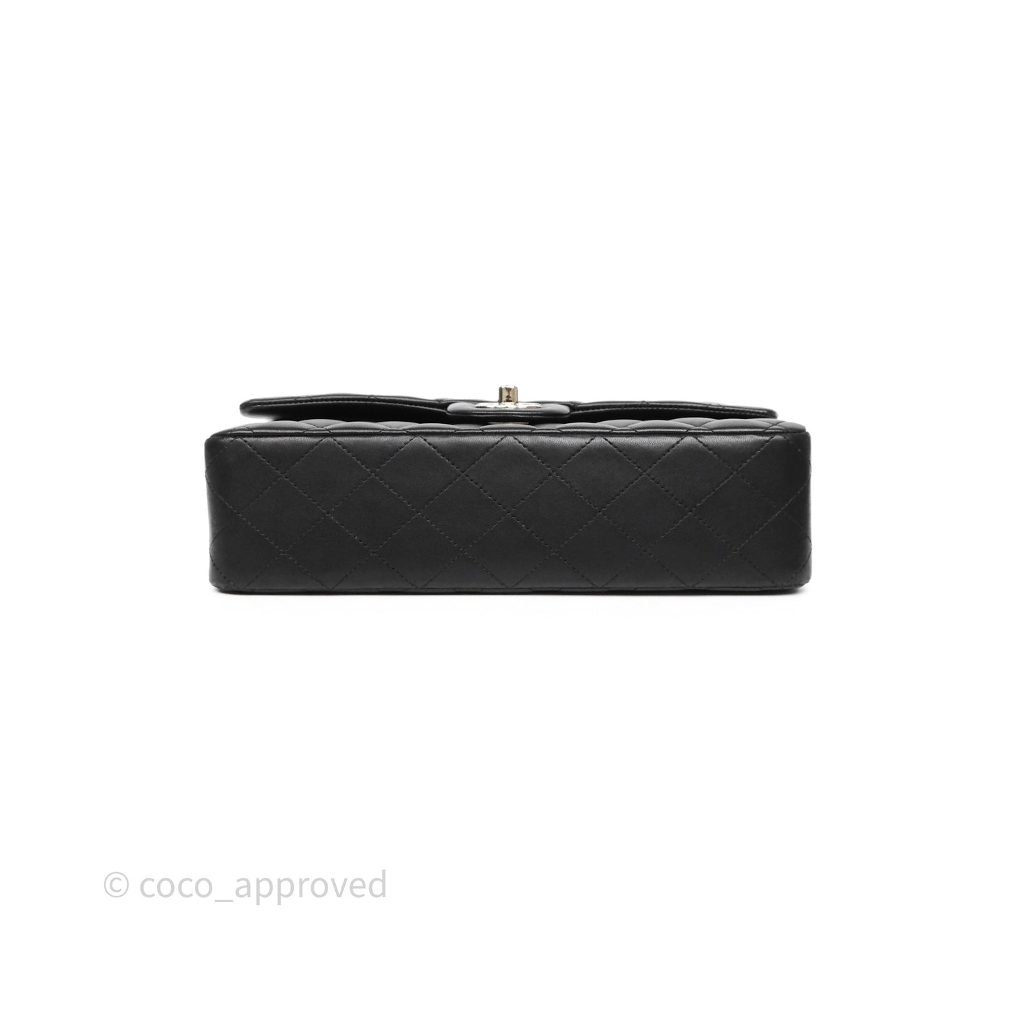 Chanel Classic M/L Medium Flap Quilted Black Lambskin Silver Hardware