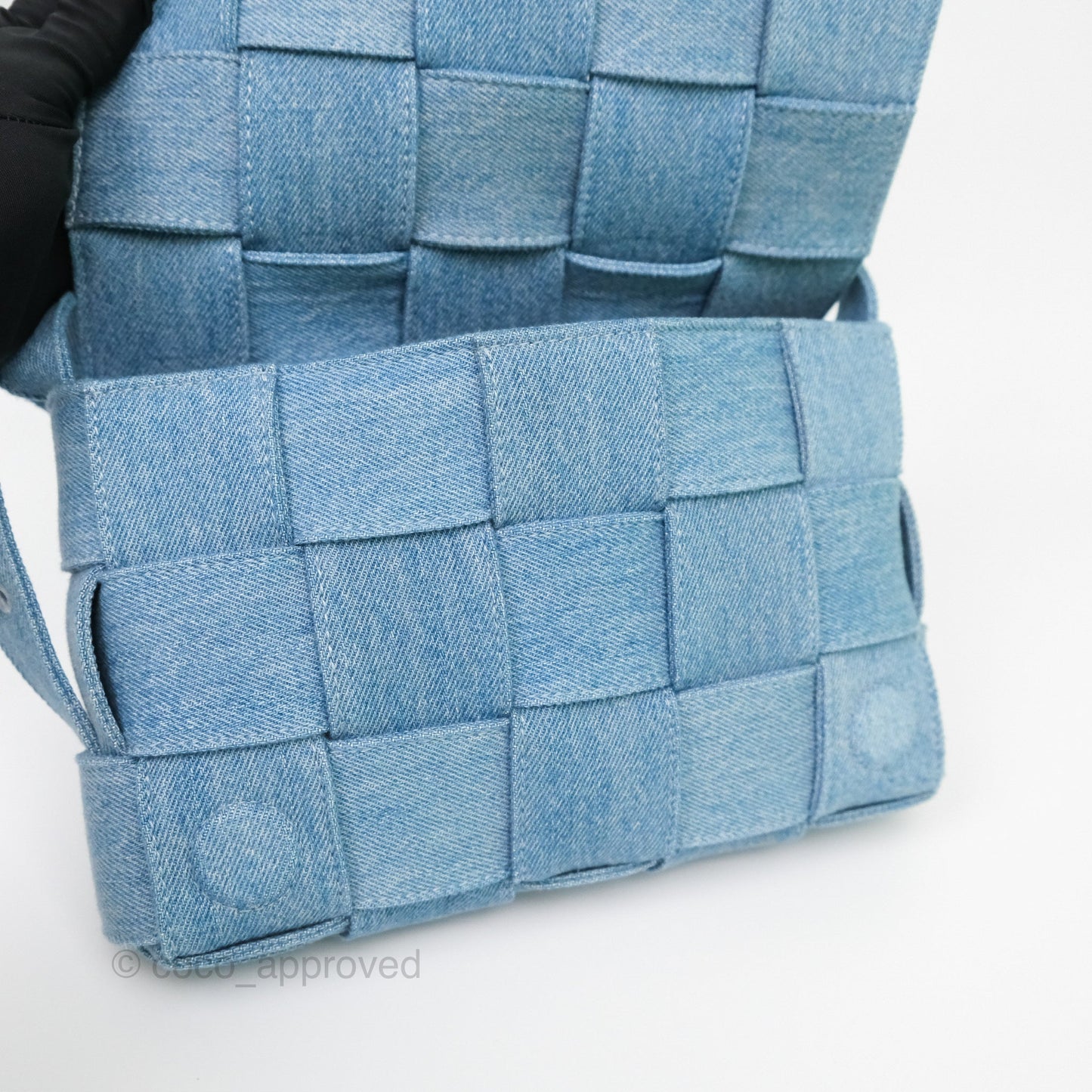 Bottega Veneta Cassette Shoulder Bag Intrecciato Denim