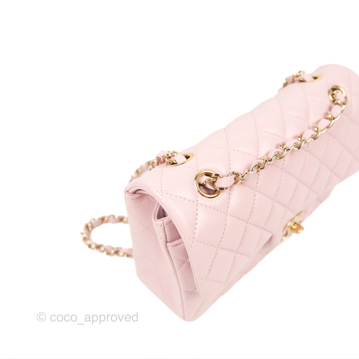 Chanel Small Classic Quilted Flap Pink Caviar Gold Hardware 21S